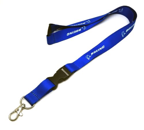 boeing blue polyester lanyard aviation id card holder