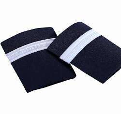 pilot epaulettes single silver bar black