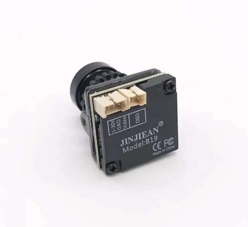 JINJIEAN MINI B19 FPV camera in black 1500TVL resolution for racing drones.