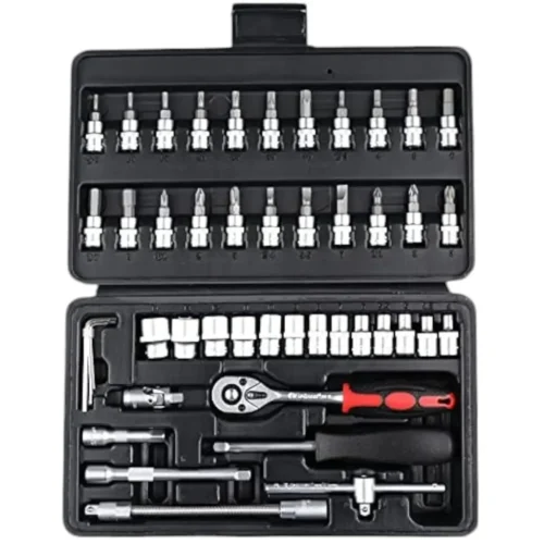 Ratchet Socket Set 46-Piece 1/4 inch with bits and accessories
