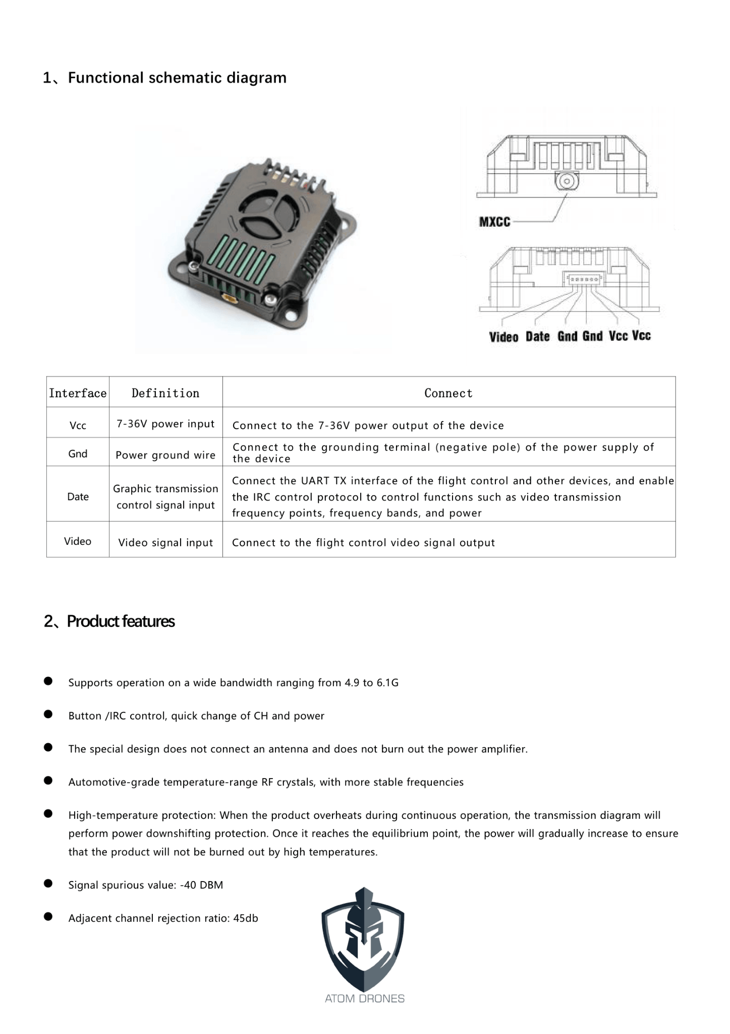 Atom Drones 3W VTX metal housing and heat dissipation design