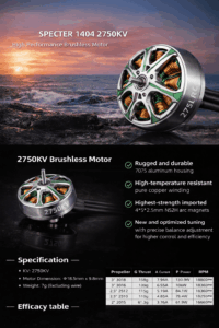 HGLRC SPECTER 1404 2750KV Brushless Motor (4–6S) for FPV Freestyle & Cinewhoop Drones