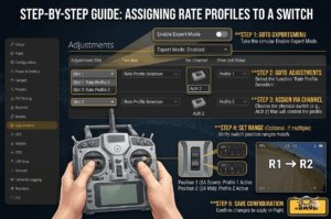 assign rate profiles to switch to switch rates during flight using a switch in betaflight
