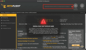 Fix flight controller driver issues by entering DFU mode correctly with boot button