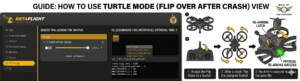 How to setup betaflight turtle mode - visual guide showing proper stick movements for flip recovery