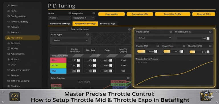 How to Setup Throttle Mid & Throttle Expo in Betaflight
